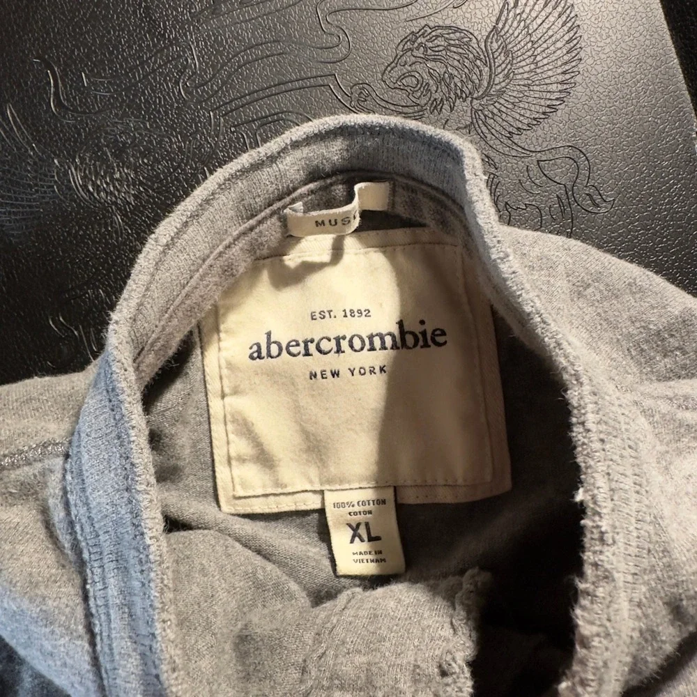 Abercrombie Henley Long‎ Sleeve Shirt Kids XL Grey Casual Heritage Preppy Basic